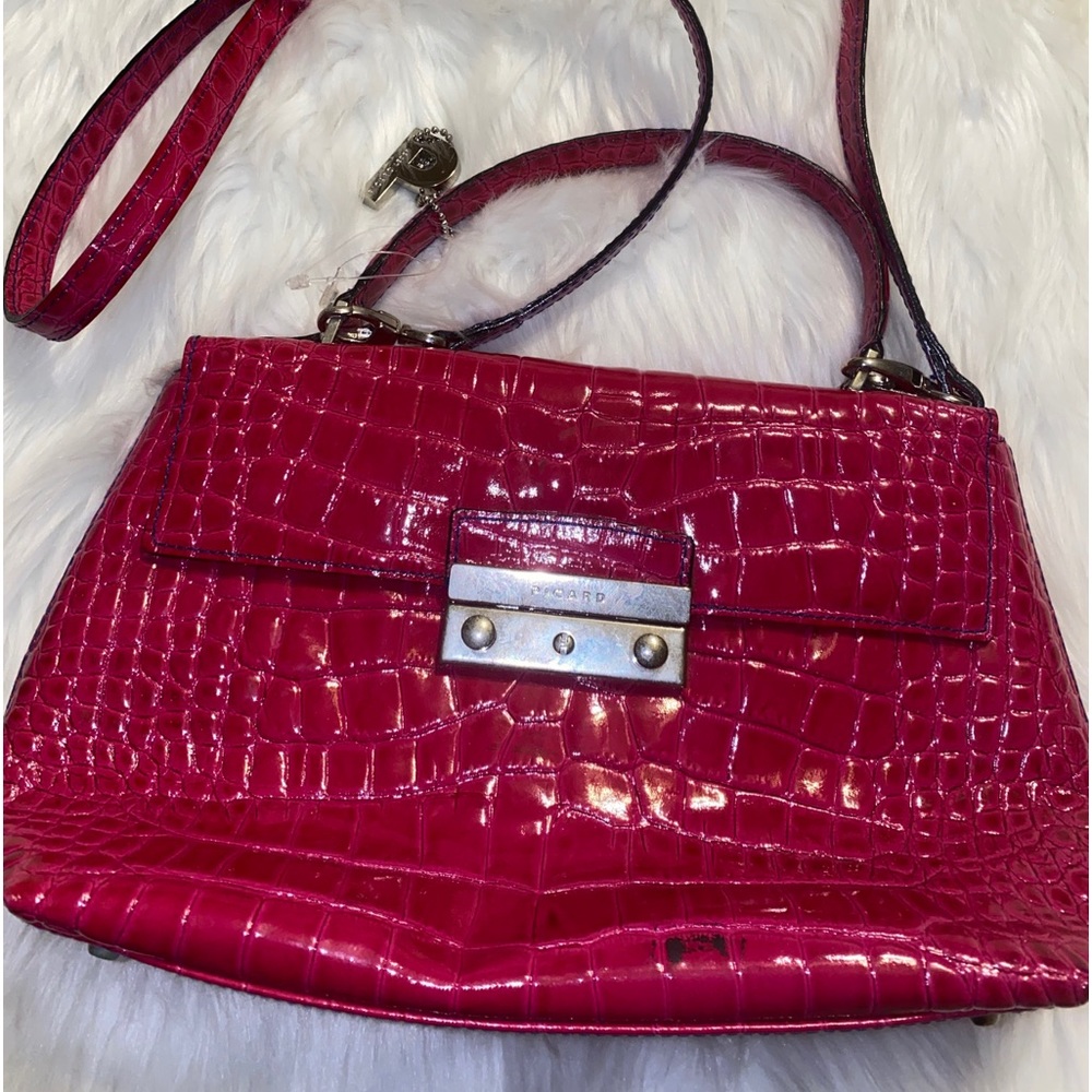 Picard Handbag Beautiful Color Fuchsia Embossed Leather Shoulder Bag Has a key
